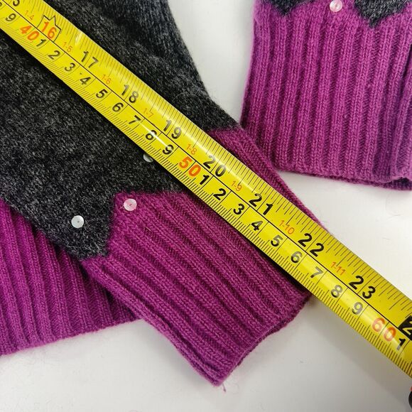 Vtg Wool & Angora Fair Isle Sweater Sz PS Pink Charcoal Gray Sequins Ultra‎ Soft - Picture 12 of 14